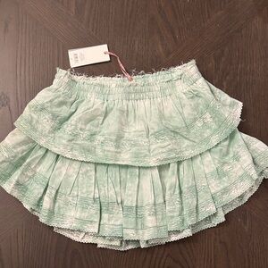 LoveShackFancy Mint Green Tiered Mini Skirt